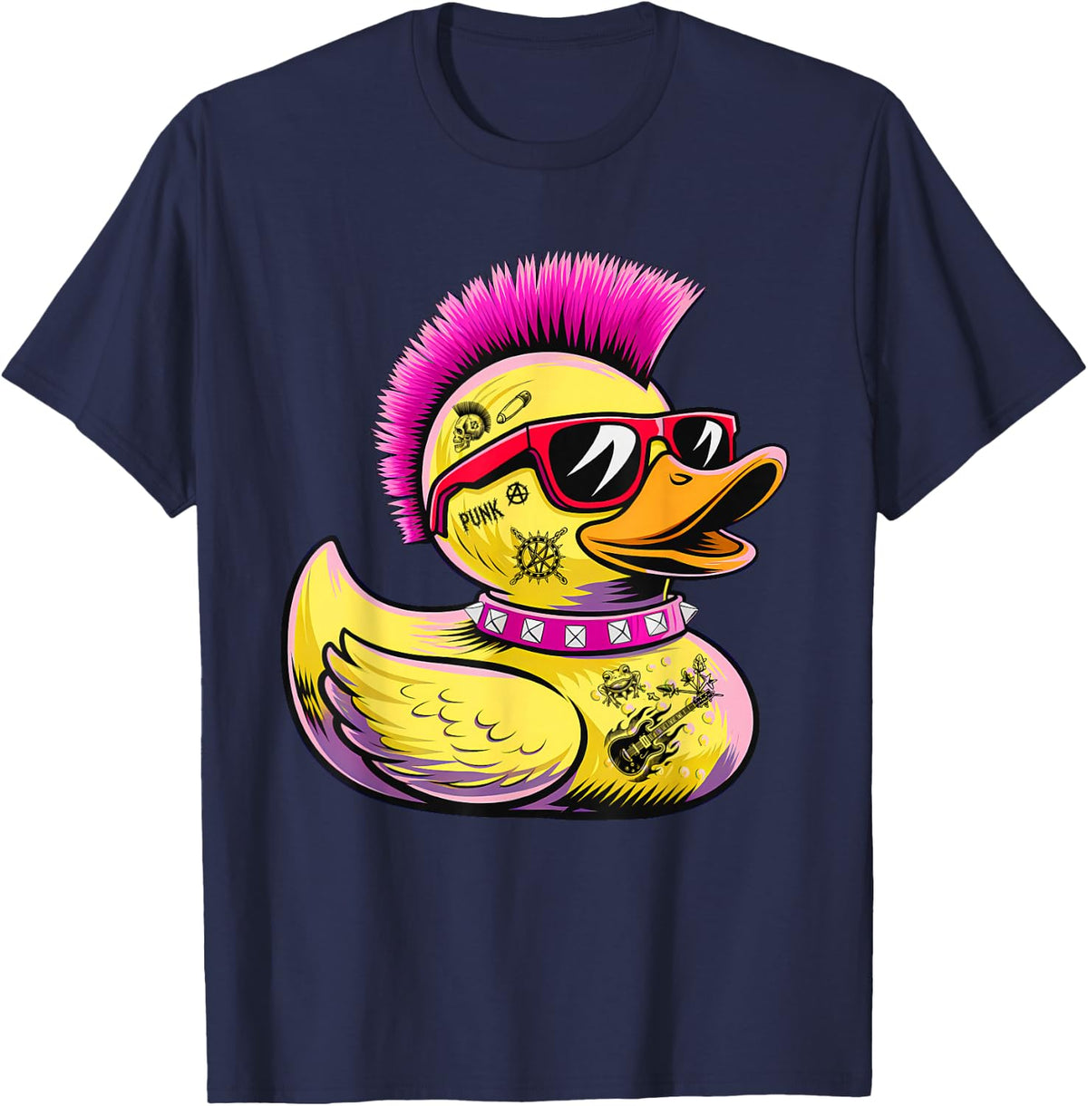 Punk Duck Duckling Punk Rocker Duck Rock Punk Costume T-Shirt - Navy Blue