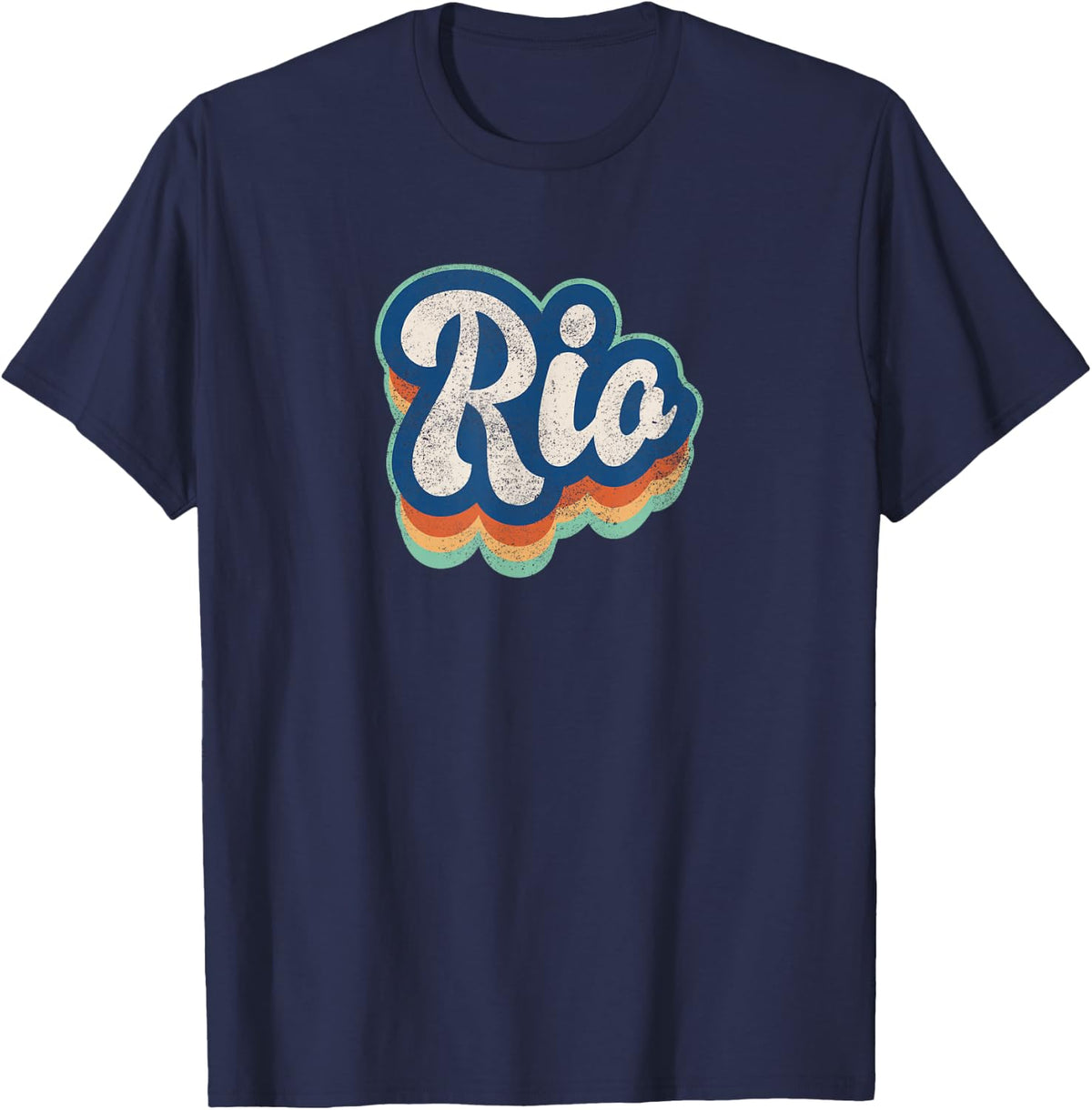 Rio First Name Boy Vintage Style 70s 80s Personalized T-Shirt - Navy Blue