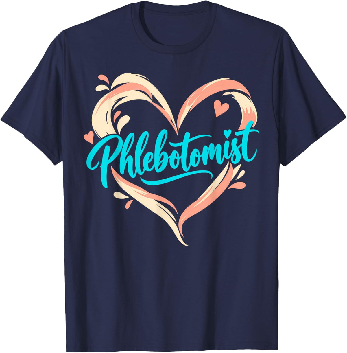 Phlebotomist Pastel Heart T-Shirt - Navy Blue
