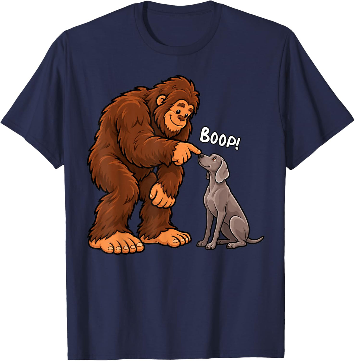 Bigfoot Boop Weimaraner Funny Dog Lover T-Shirt - Navy Blue