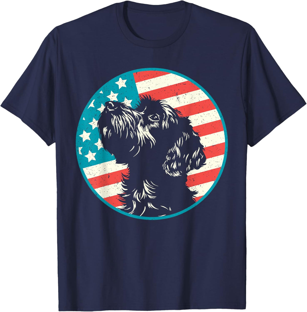 Funny Cockapoo Dog Patriotic 4th of July USA Flag T-Shirt - Navy Blue