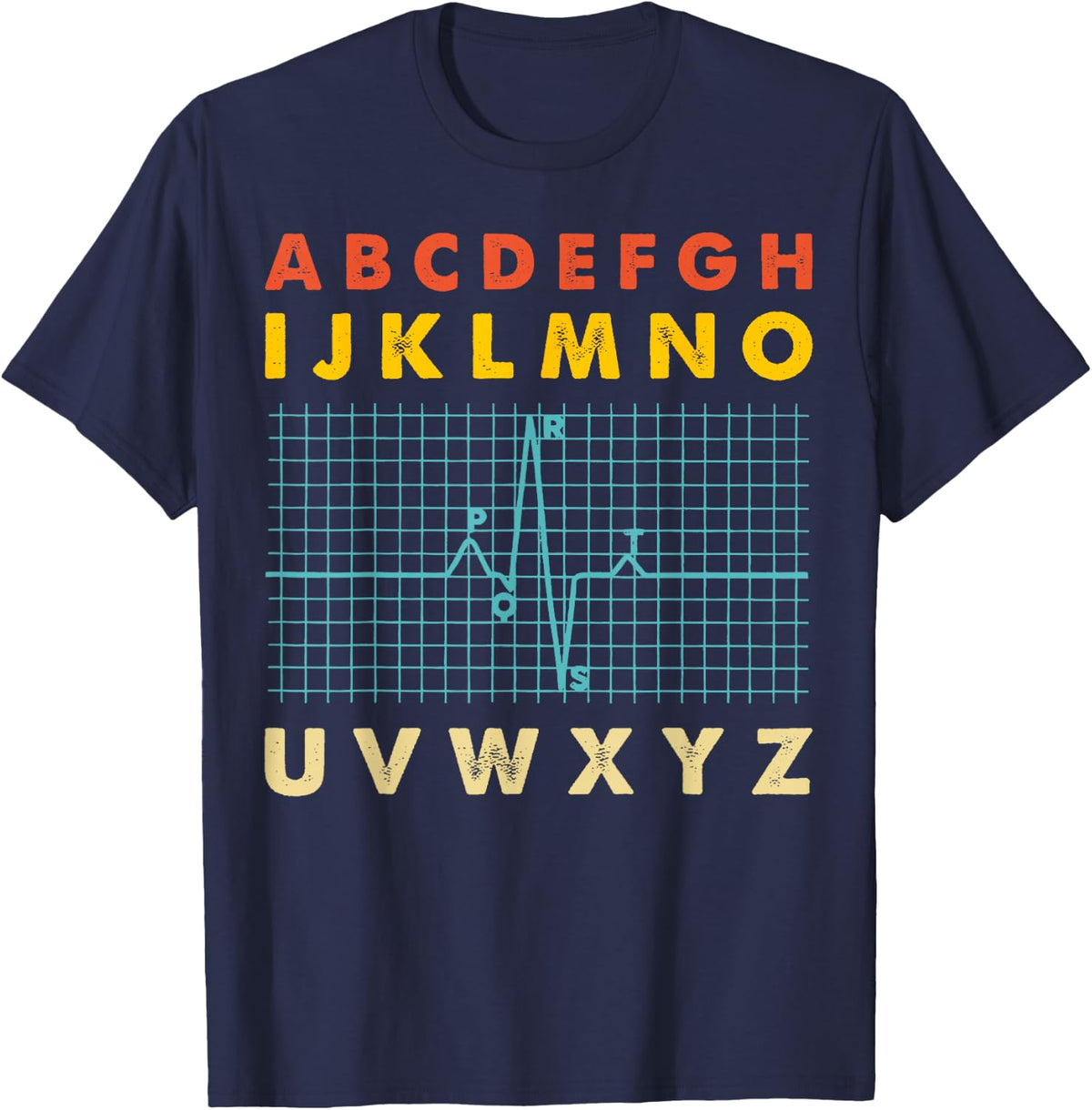 Nurse PQRST ABC's Ekg Strip Alphabet Funny Nurses Jokes T-Shirt - Navy Blue