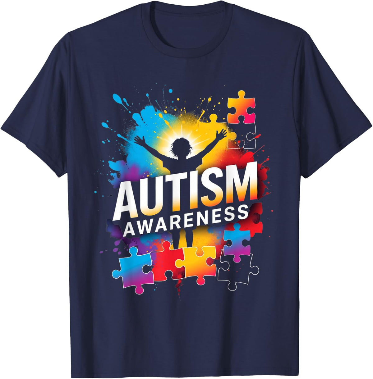 Autism Awareness Human Diversity T-Shirt - Navy Blue