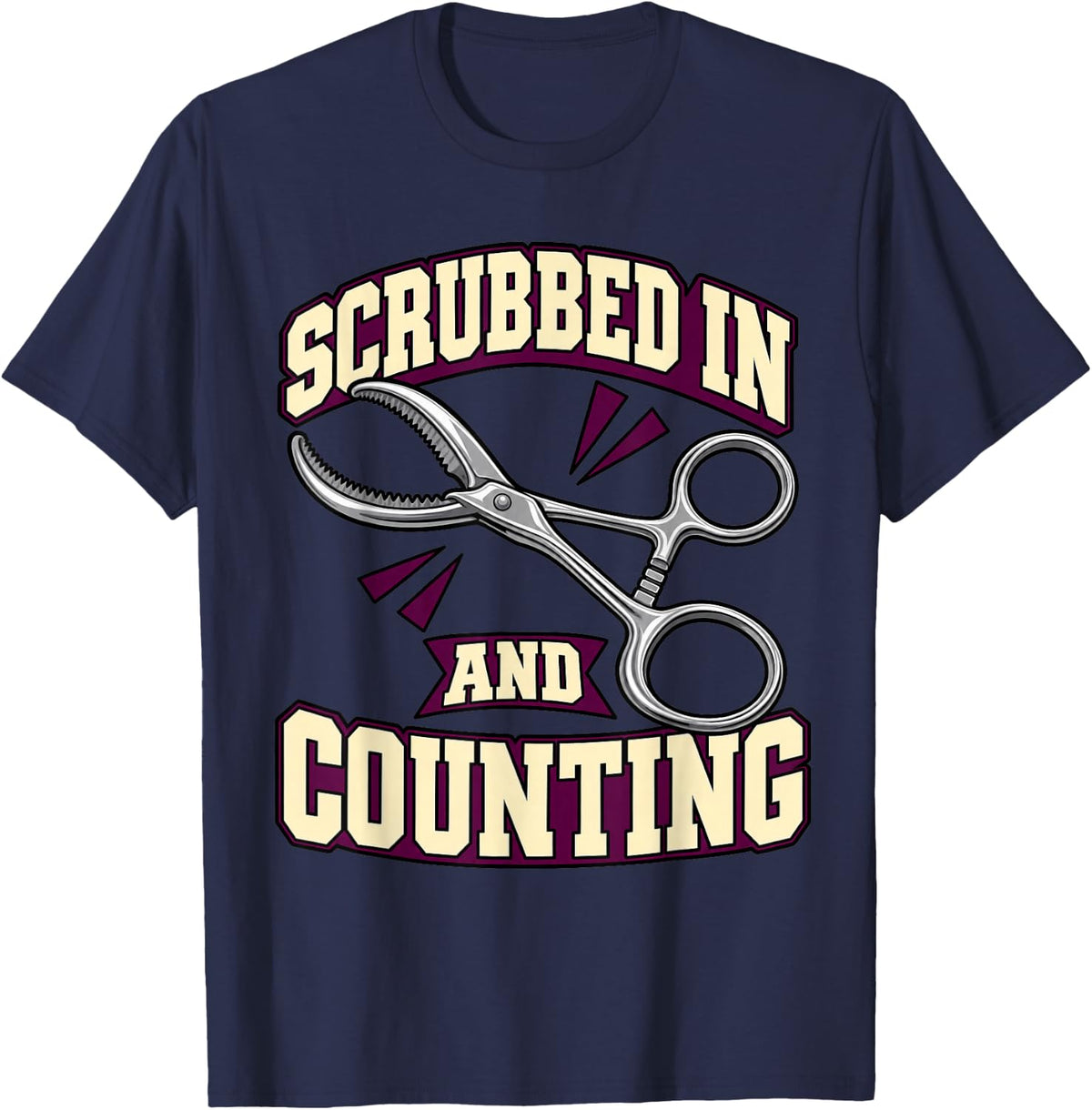 Surgical Tech Scrubbed in and Counting Operating Room Fans T-Shirt - Navy Blue