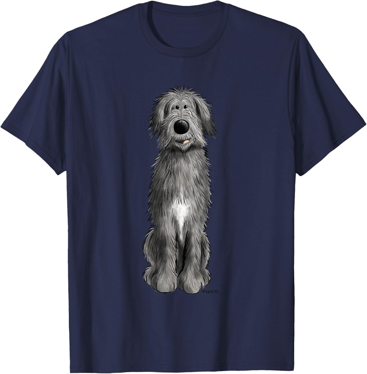 Happy Irish Wolfhound Tee Cartoon Dog Breed T-Shirt - Navy Blue