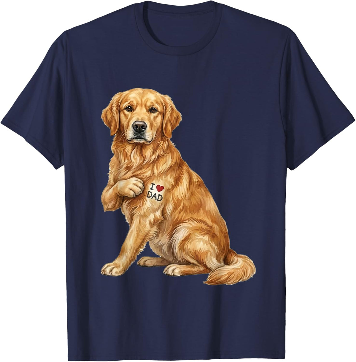 Golden Retriever I Love Dad Dog Dad Father's Day T-Shirt - Navy Blue