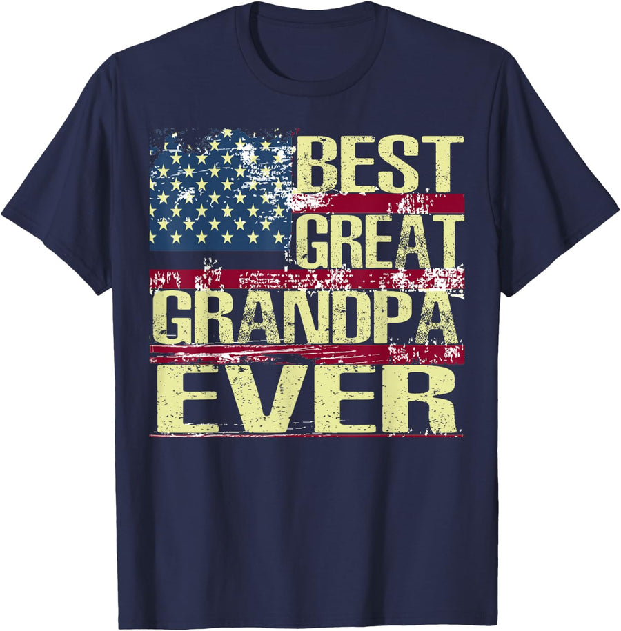 Best Great Grandpa Ever American Flag T-shirt T-Shirt - Navy Blue