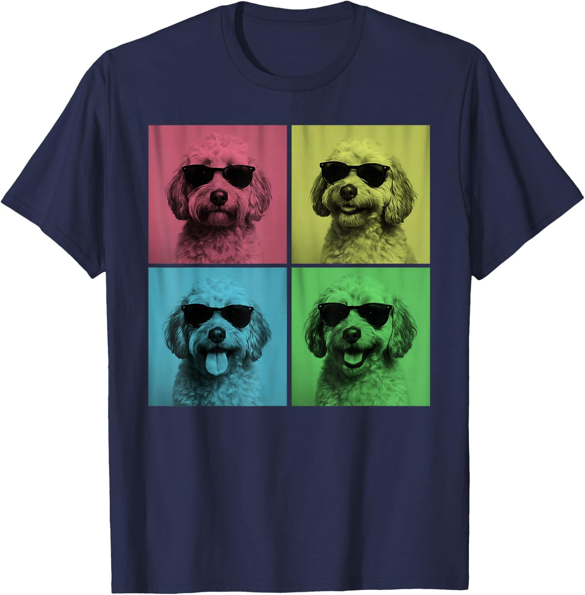 Cockapoo Pop Art Funny Doodle Dog Lover Photo Booth T-Shirt - Navy Blue