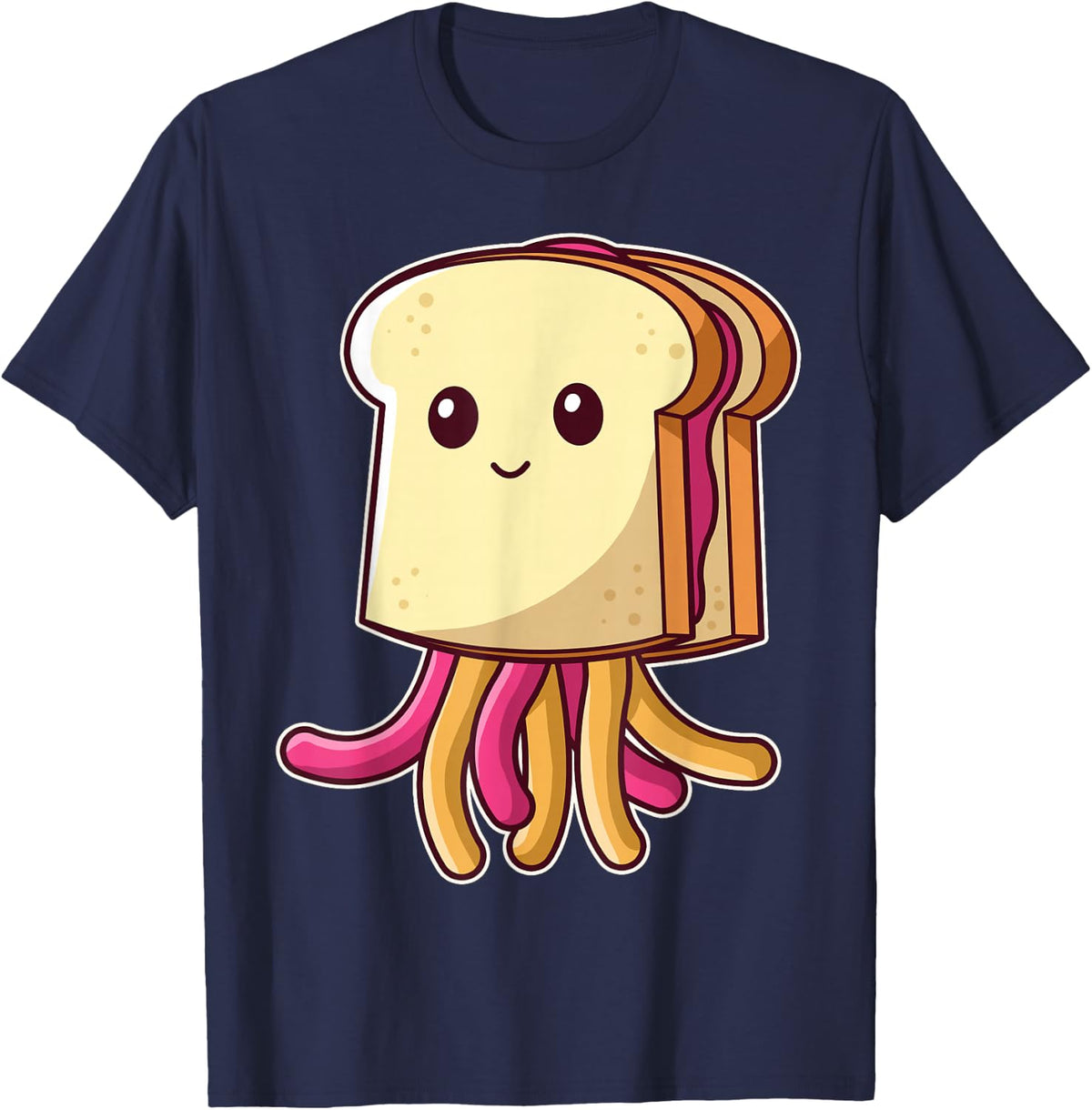 Funny Peanut Butter Jellyfish Sandwich T-Shirt - Navy Blue