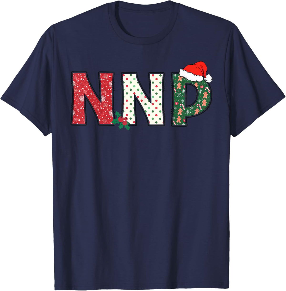 NNP Neonatal Nurse Practitioner Santa Christmas NICU Nurse T-Shirt - Navy Blue
