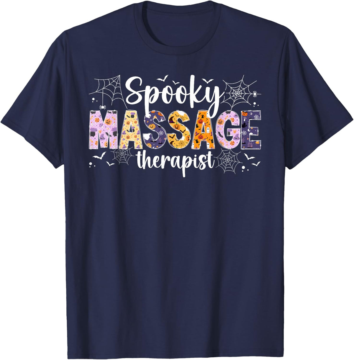 Spooky Massage Therapist Halloween Massage Therapy T-Shirt - Navy Blue