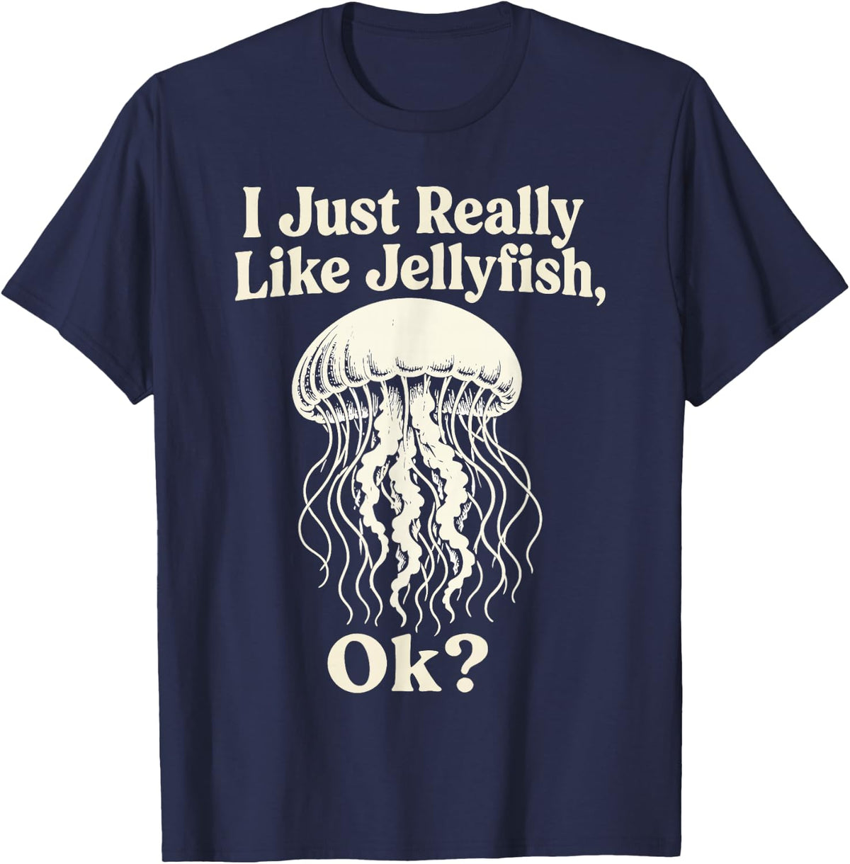 Vintage Jellyfish Lover Sea Jelly T-Shirt - Navy Blue