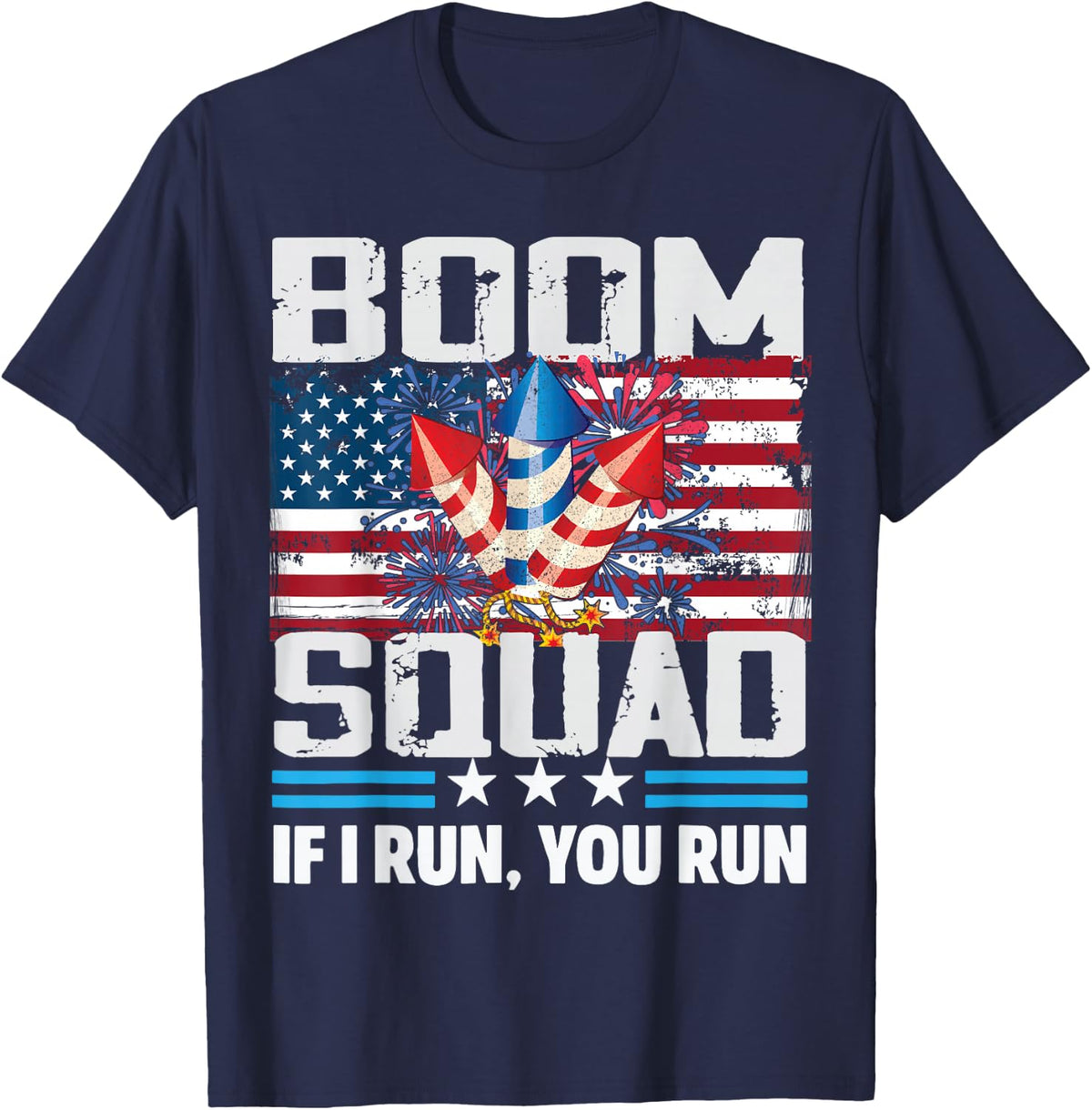 Boom Squad 4th of July Firework T-Shirt - Navy Blue