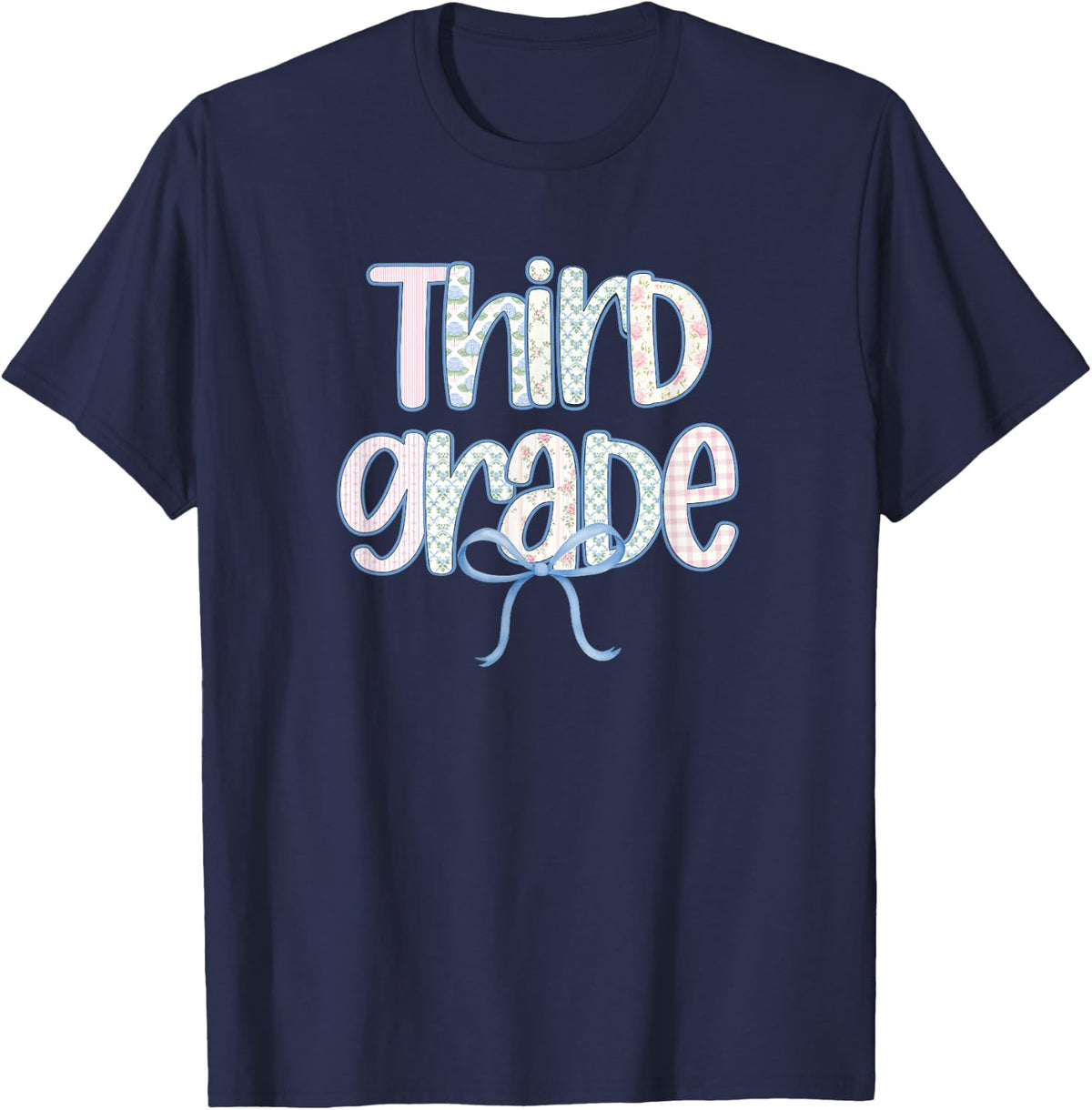 Third Grade Coquette Bow First Day of School Teacher Girls T-Shirt - Navy Blue