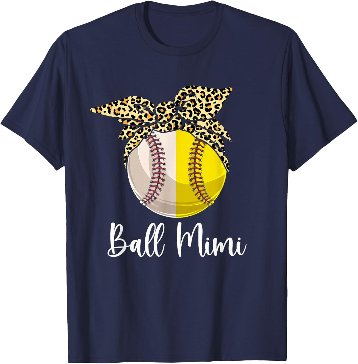 Ball Mimi Both Of Softball Baseball Mothers' Day T-Shirt - Navy Blue