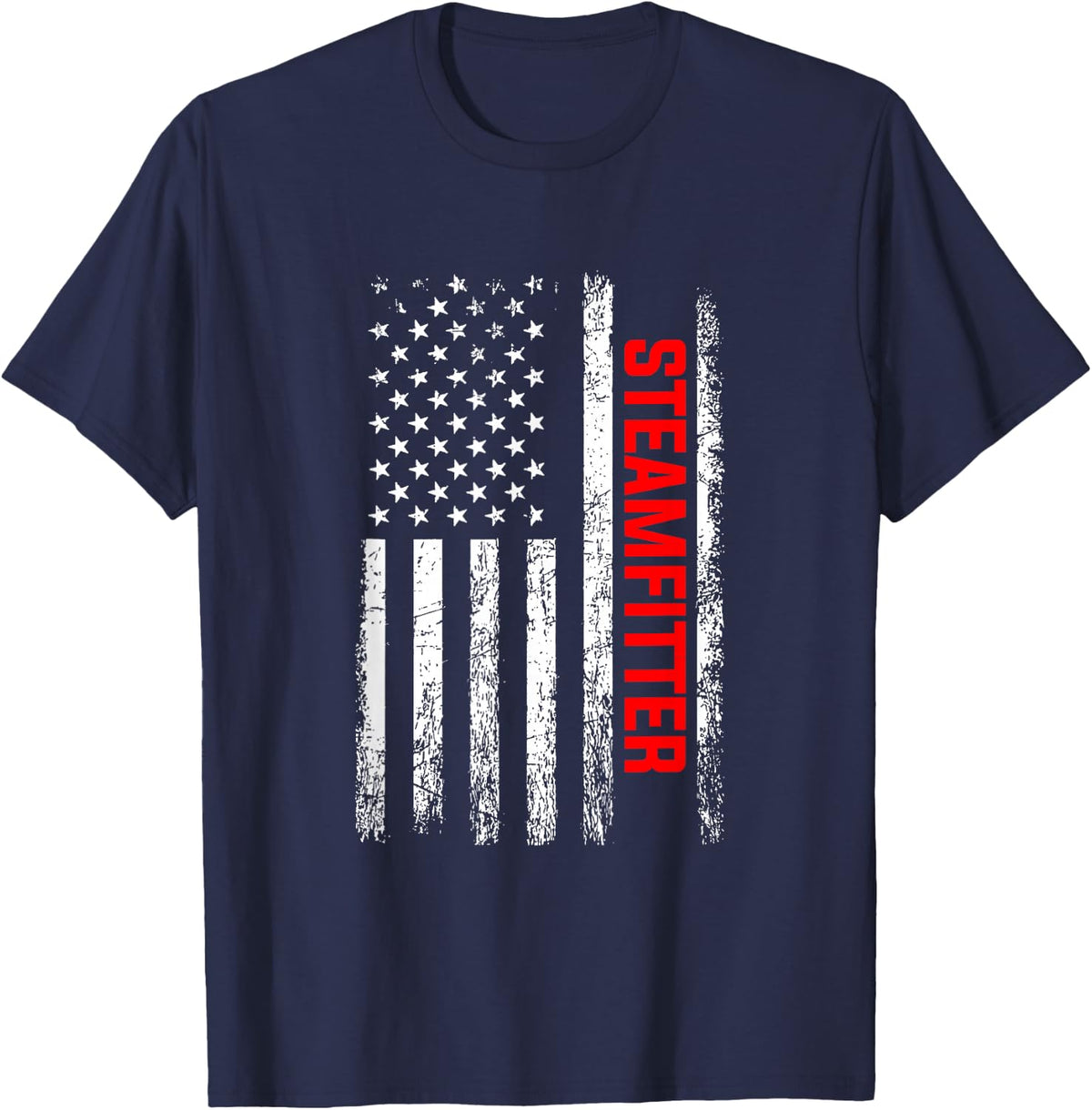 Steamfitter American Flag T-Shirt Tee for Men Women Pipefitter USA Pride - Navy Blue