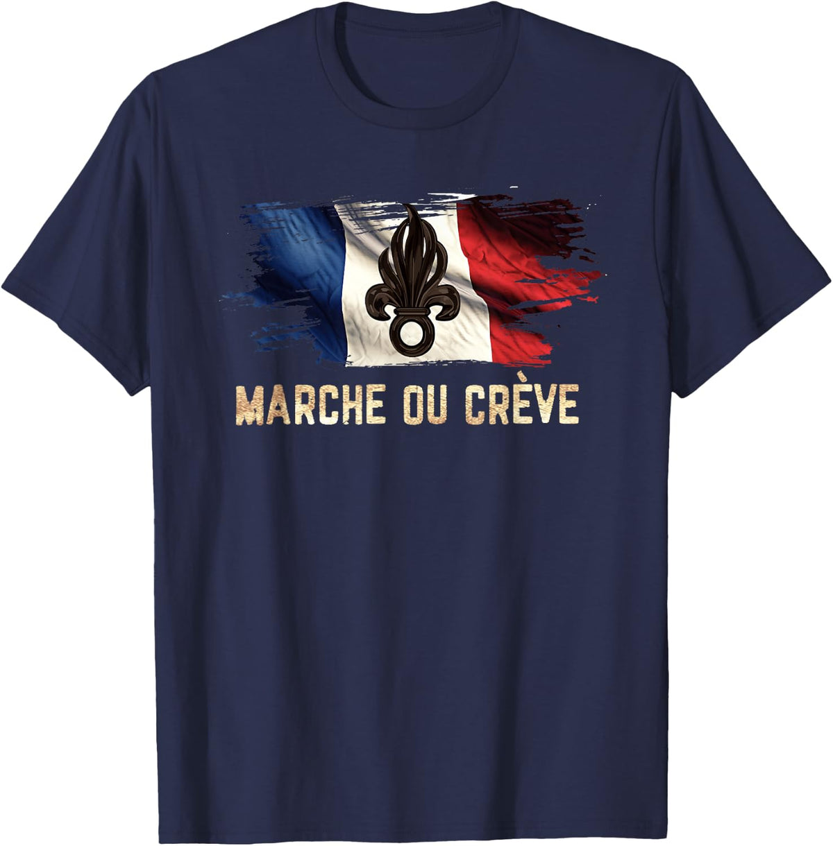 Legion Notre Patrie Apparel - Marche Or Crve - French Legion T-Shirt - Black - Small - Unisex - Short Sleeve - Modern -
