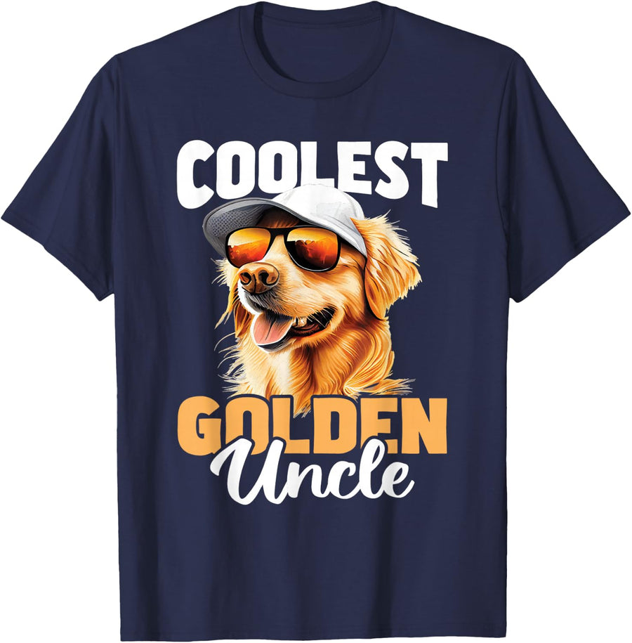 Coolest Golden Uncle - Dog Lover Pet Trainer Canine T-Shirt - Navy Blue