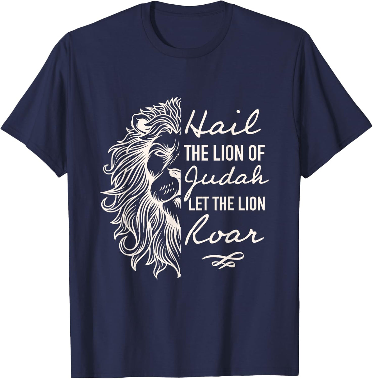 Hail the Lion of Judah T-Shirt - Navy Blue