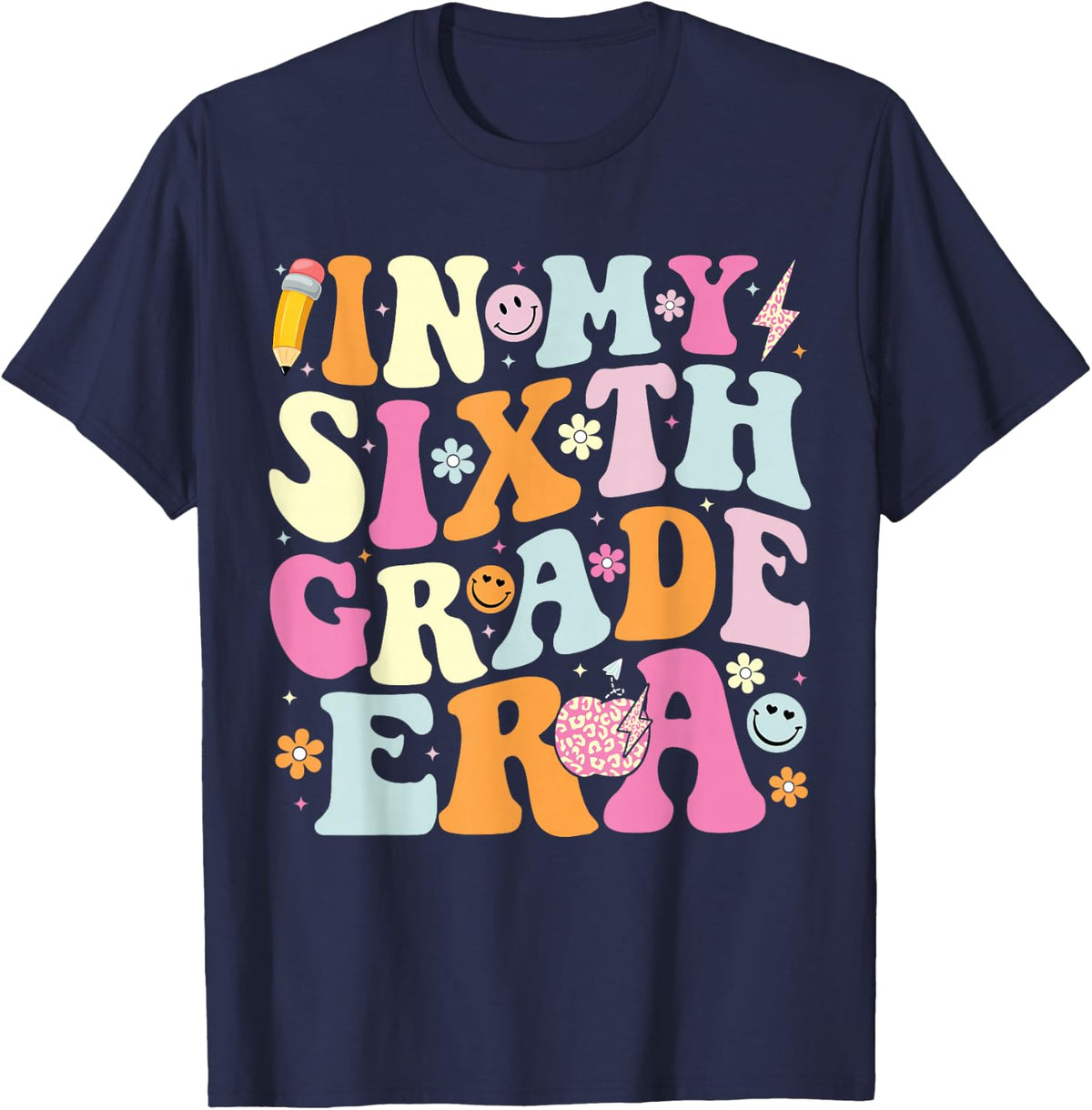 in My Sixth Grade Era Cool 6th Grade Teacher Back to School T-Shirt - Navy Blue