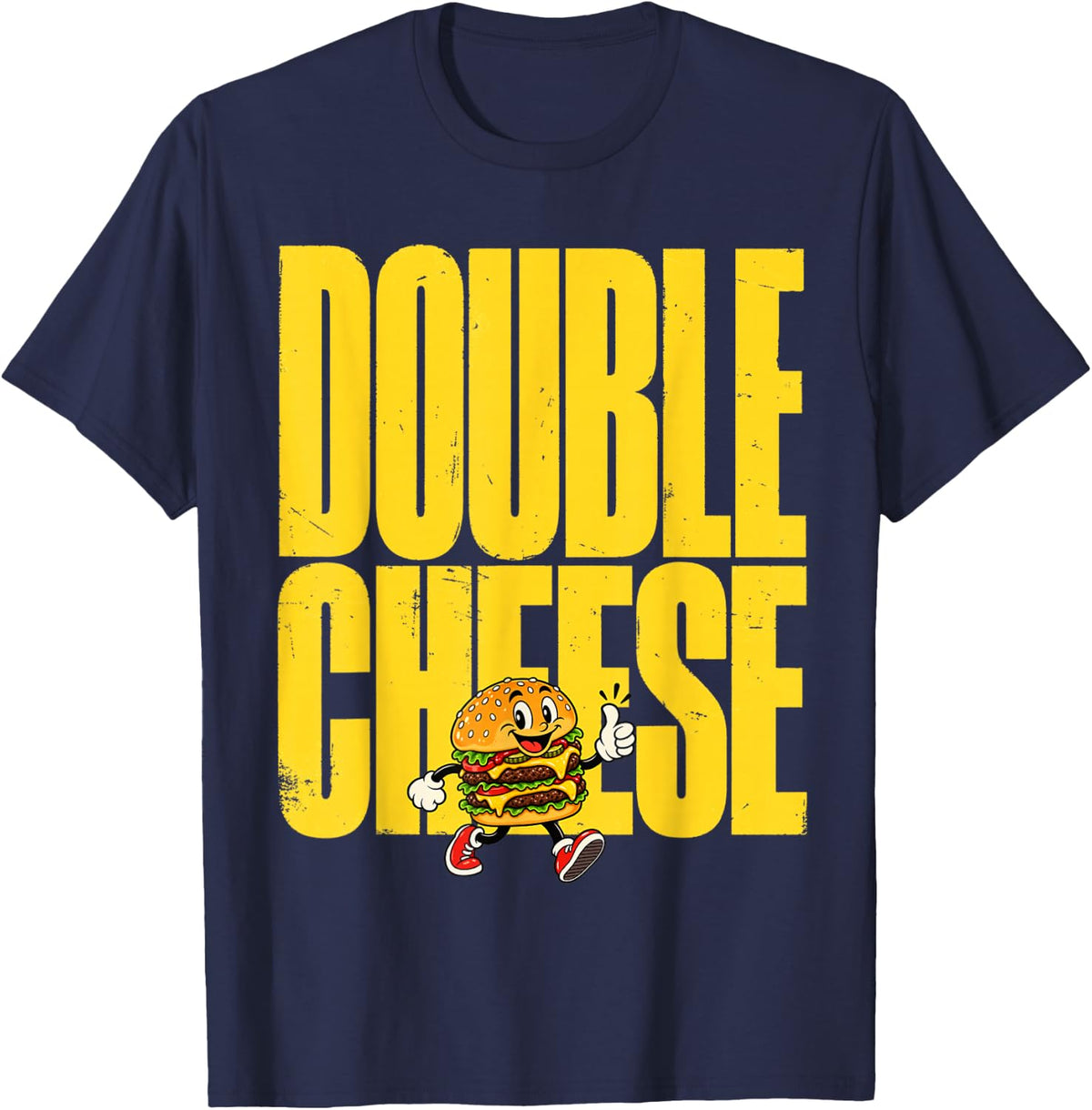 Double Cheese – Funny Double Cheeseburger Burger Lover T-Shirt - Navy Blue
