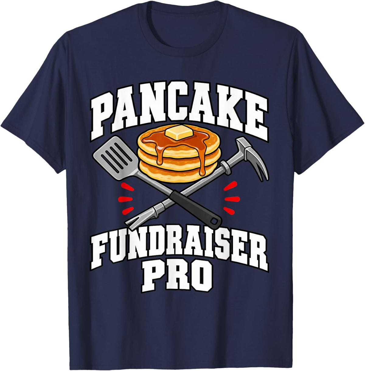 Volunteer Firefighter Pancake Fundraiser Pro Axe Responder T-Shirt - Navy Blue