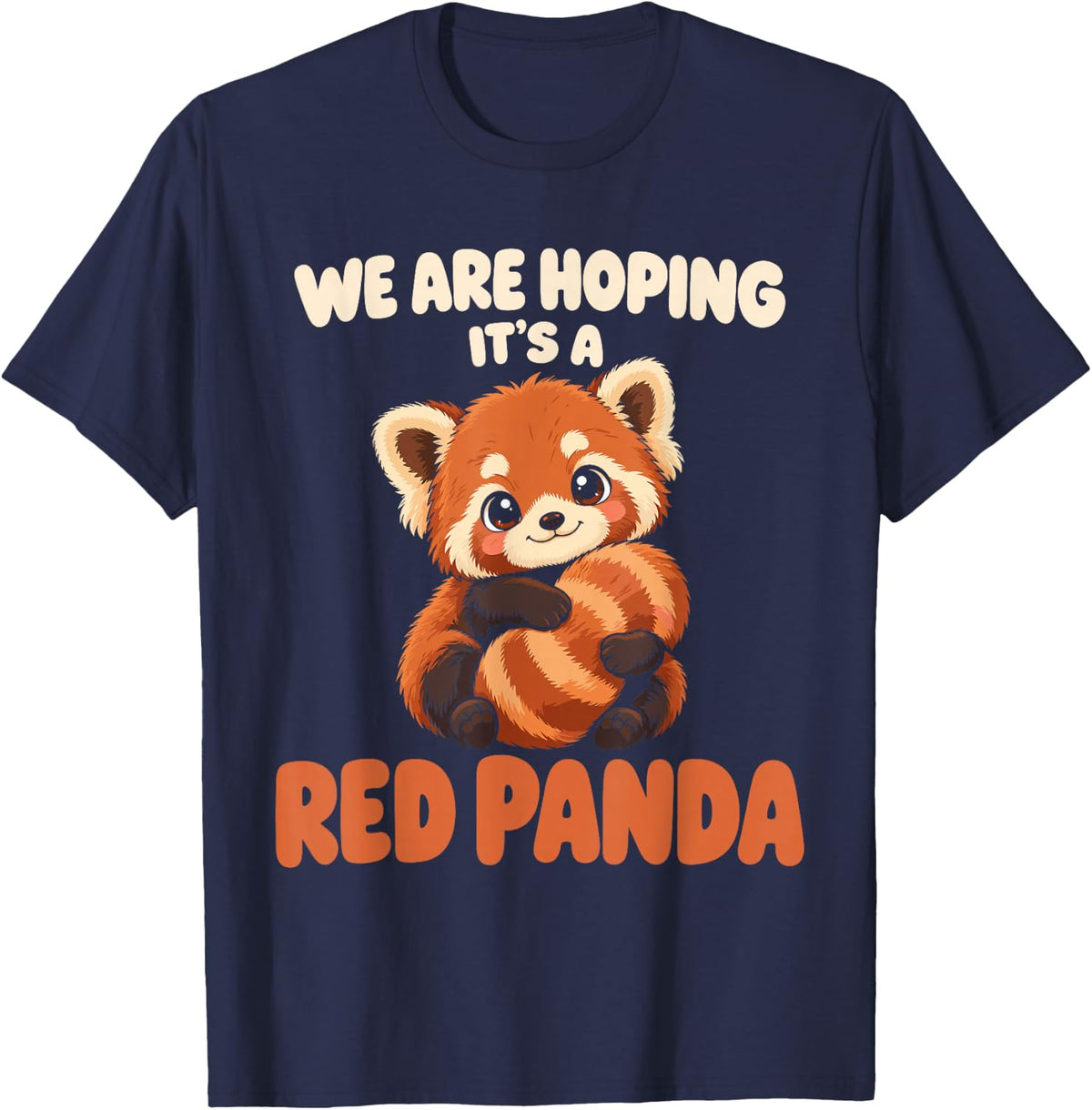 Pregnancy Announcement - Red Panda T-Shirt - Navy Blue