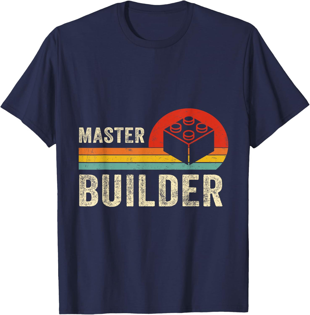 Master Builder Funny Building Blocks Tee for Children and Adults T-Shirt - Navy Blue