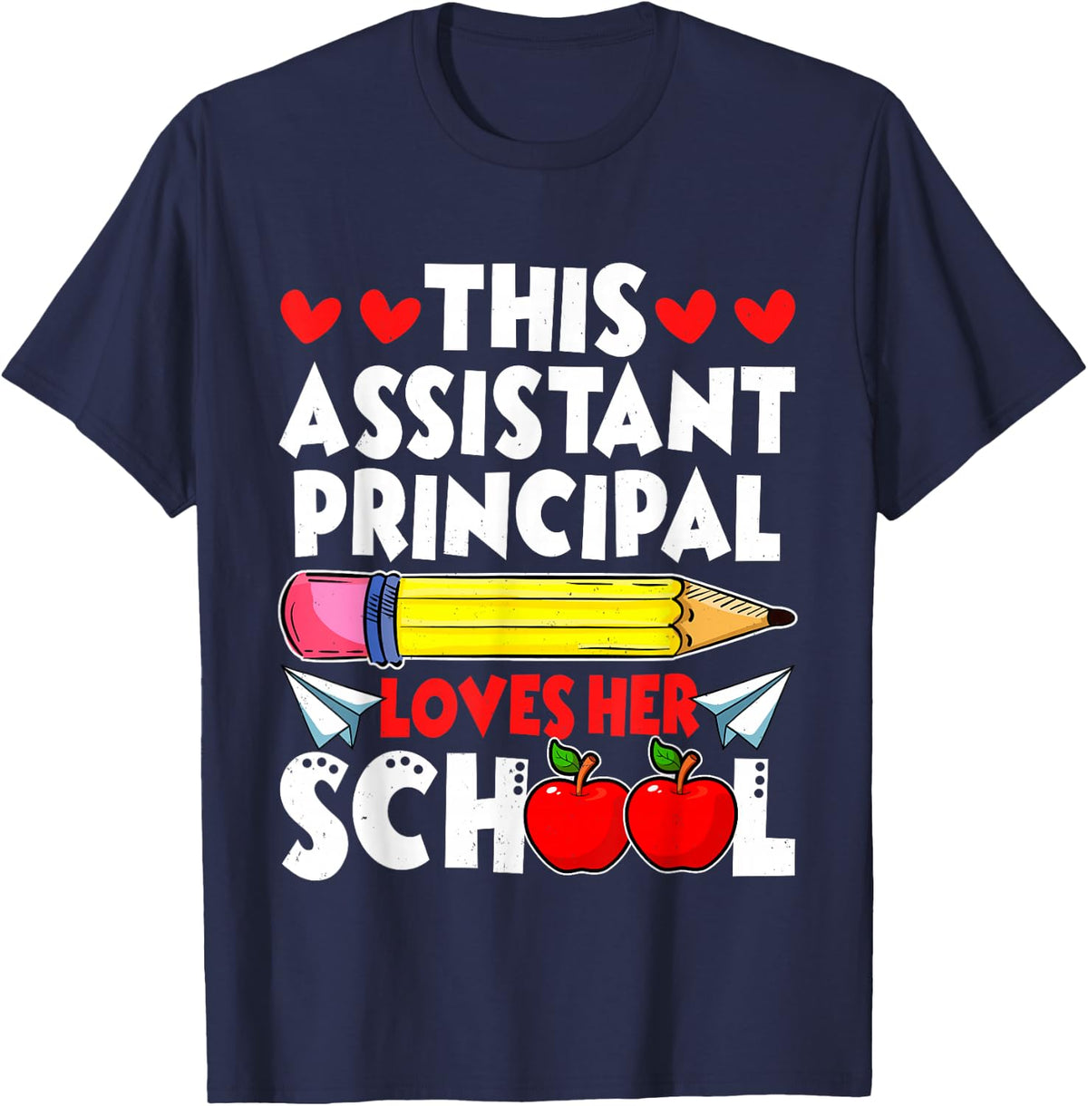 This Assistant Principal Loves Her School - Funny Teacher T-Shirt - Navy Blue