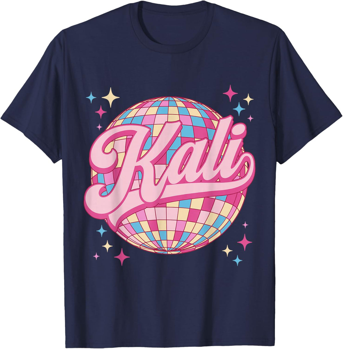 Kali Name Personalized I Love Kali Retro 70s 80s T-Shirt - Navy Blue