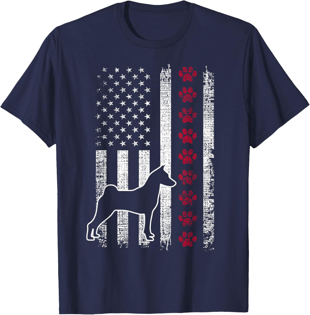 Vintage Retro USA Patriotic American Flag Basenji T-Shirt - Navy Blue