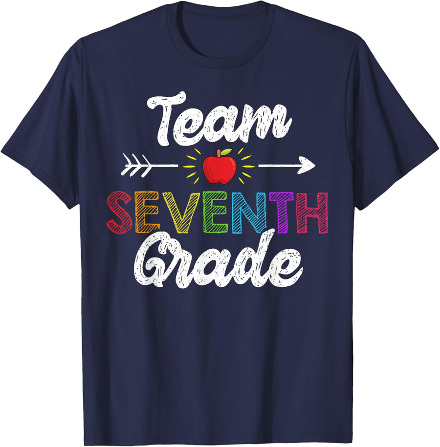Team Seventh Grade Teacher T-Shirt Funny Back To School Gift Tee For 7th Grade Students - Navy Blue