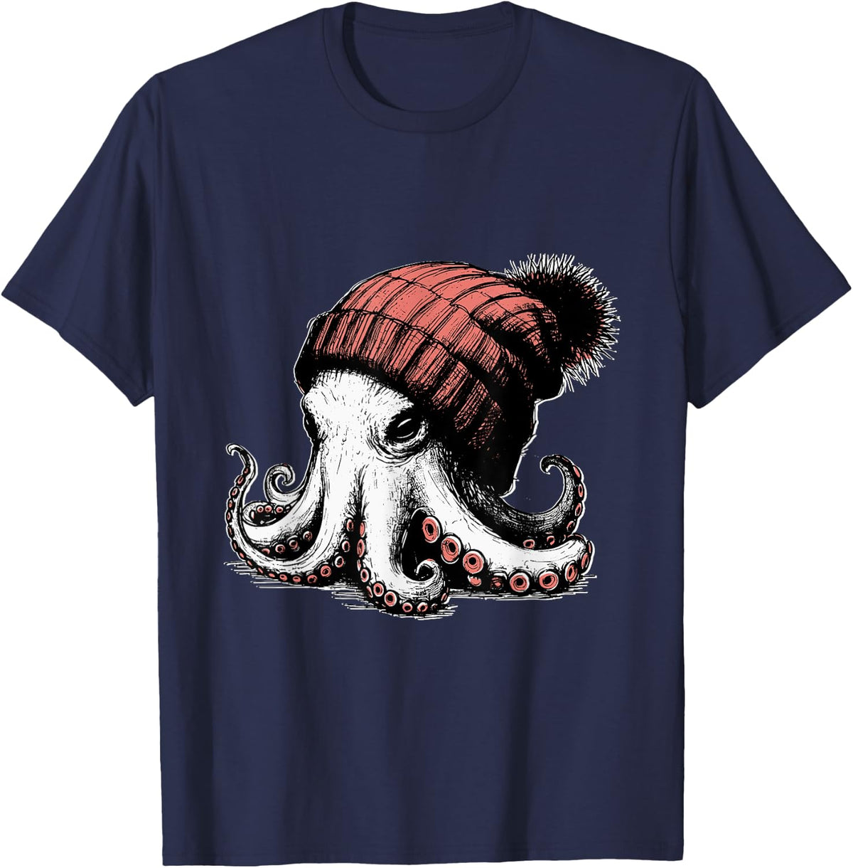 Retro octopus with hat in vintage style T-Shirt - Navy Blue