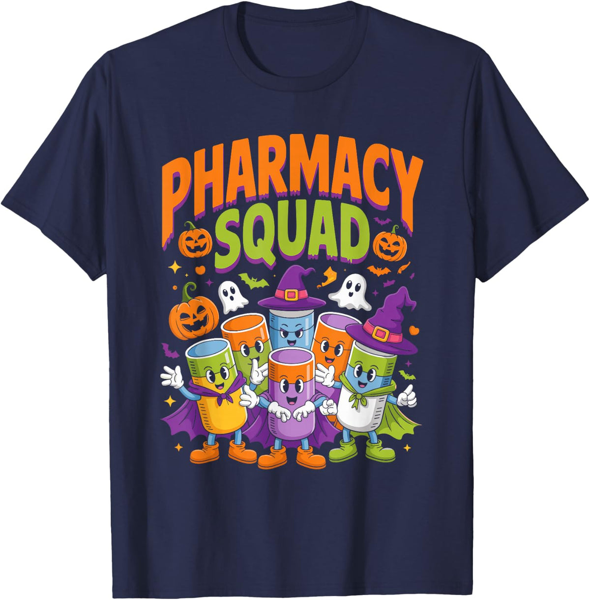 Pharmacy Squad Halloween Pills Costume Tee T-Shirt - Navy Blue