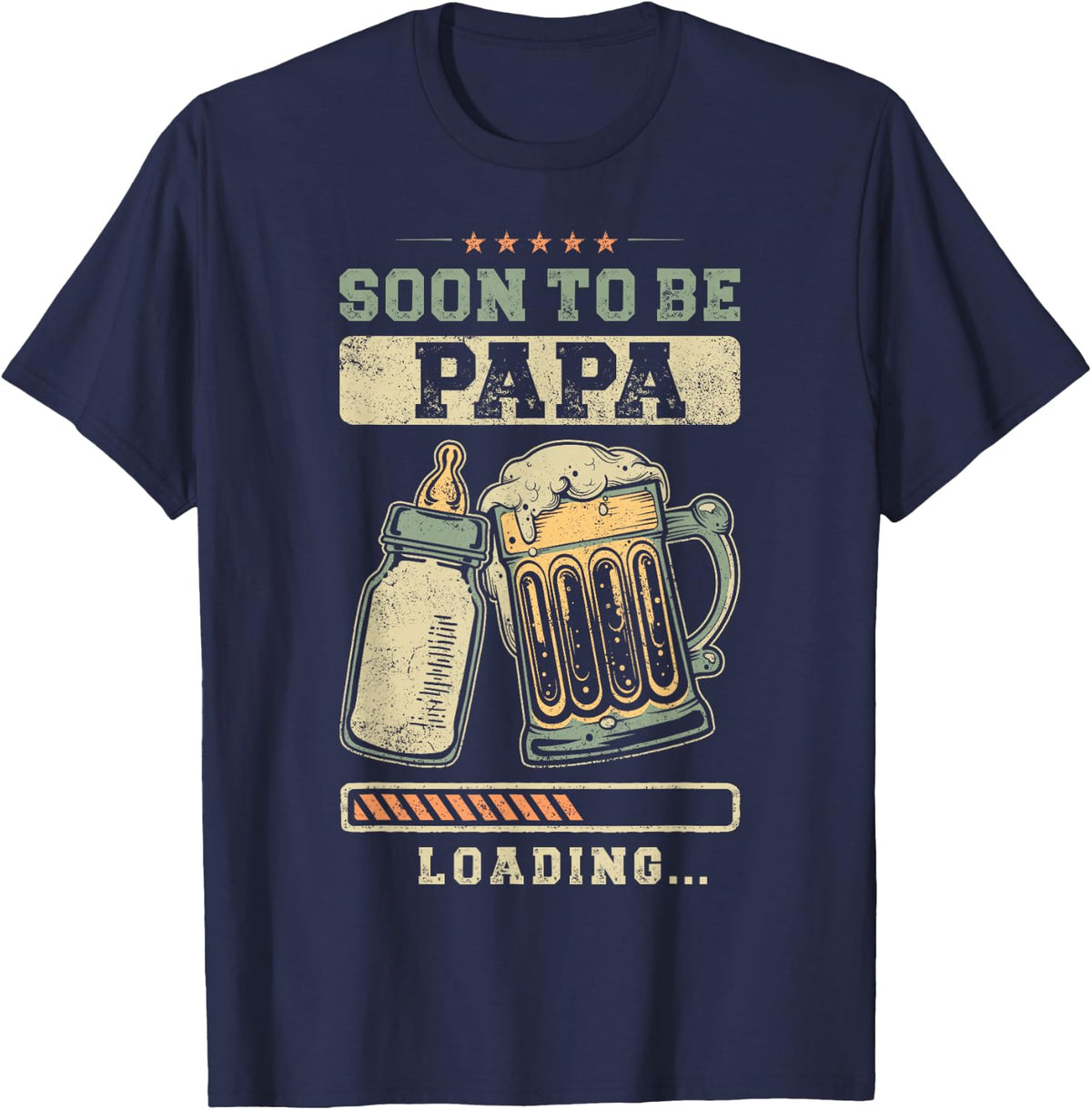 Soon Daddy Loading Baby Announcement To Be Dad T-Shirt - Navy Blue