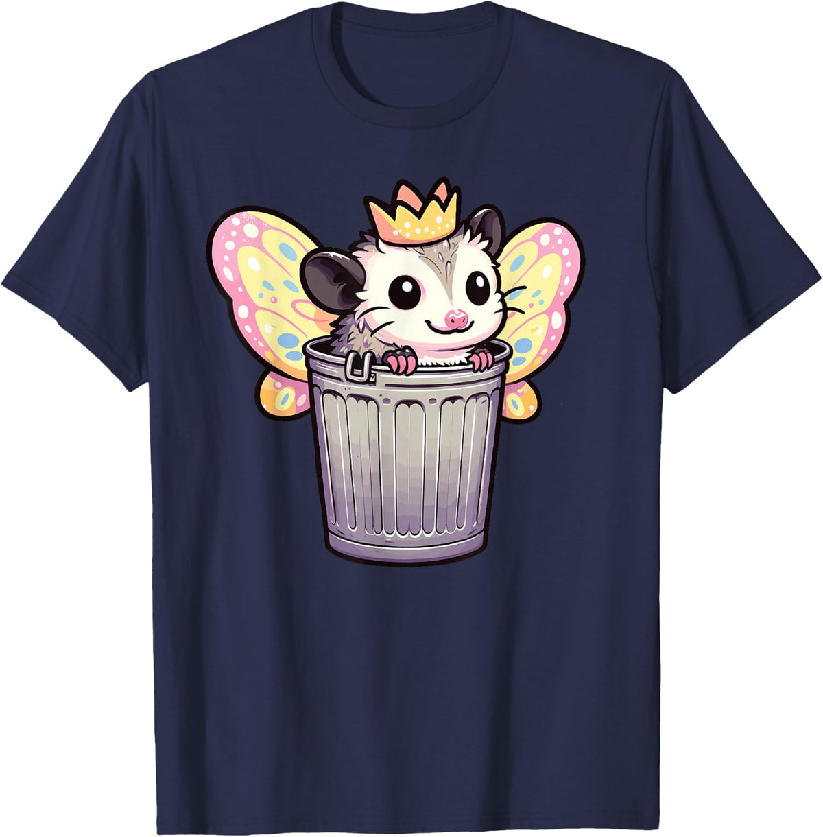 Fairy Possum Inside a Trashcan, Possum Fairy T-Shirt - Navy Blue