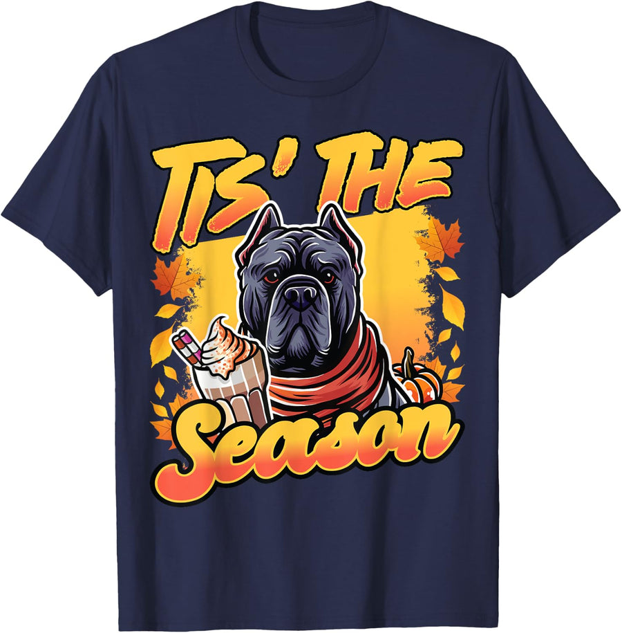Cane Corso Pumpkin Happy Thanksgiving Dog Scarf Fall Season T-Shirt - Navy Blue