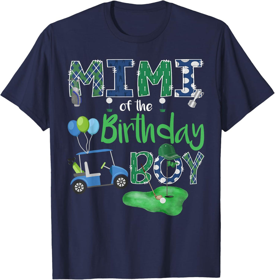 Mimi of The Birthday Boy Hole in One Golf Player T-Shirt - Navy Blue