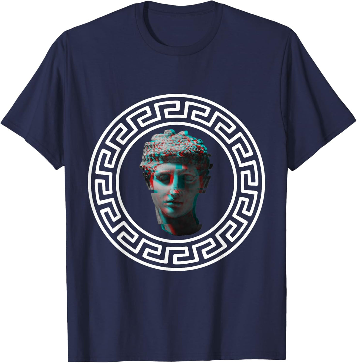 Greek Statue Vaporwave Aesthetic T-Shirt - Navy Blue