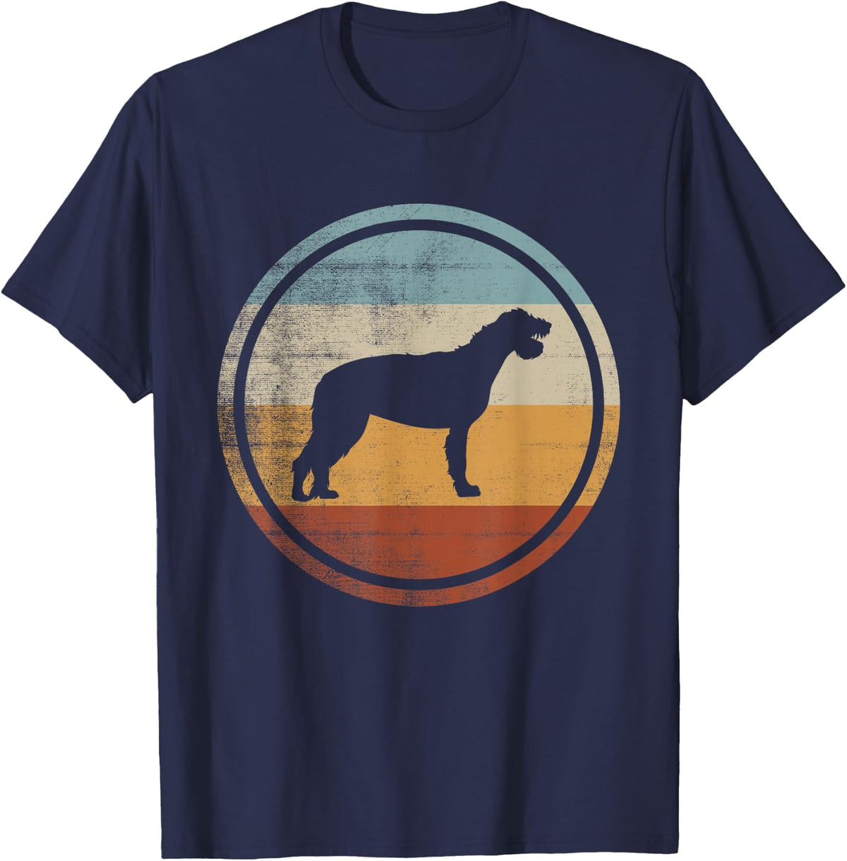Retro Vintage Dog Design Irish Wolfhound T-Shirt - Navy Blue