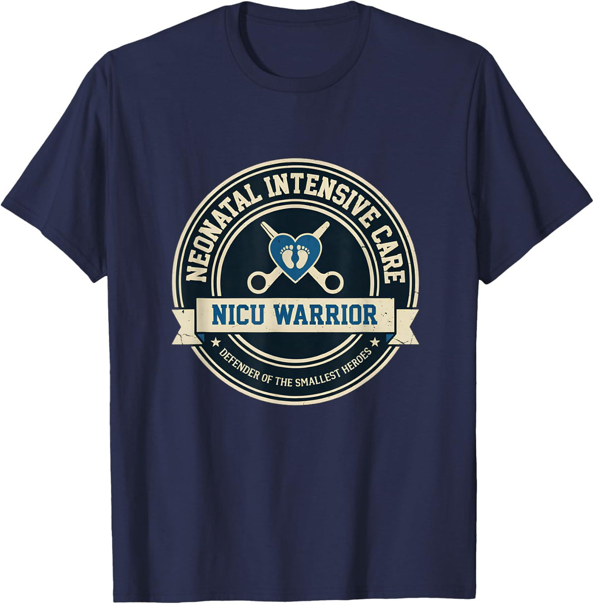 Neonatal Intensive Care Shirt NICU Warrior Vintage Seal T-Shirt - Navy Blue