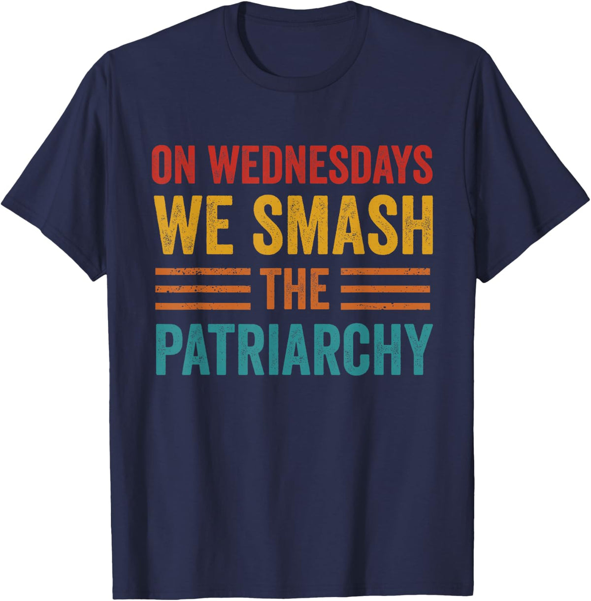 On Wednesdays we Smash the Patriarchy Women Right Feminist T-Shirt - Navy Blue