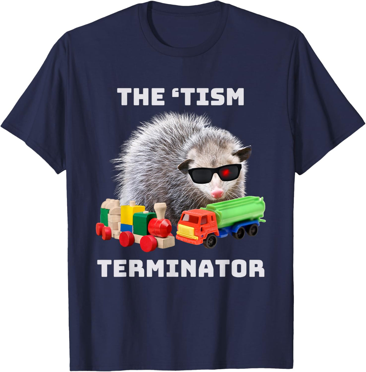 Autism Funny The Tism Meme Autistic Opossum Train Novelty T-Shirt - Navy Blue