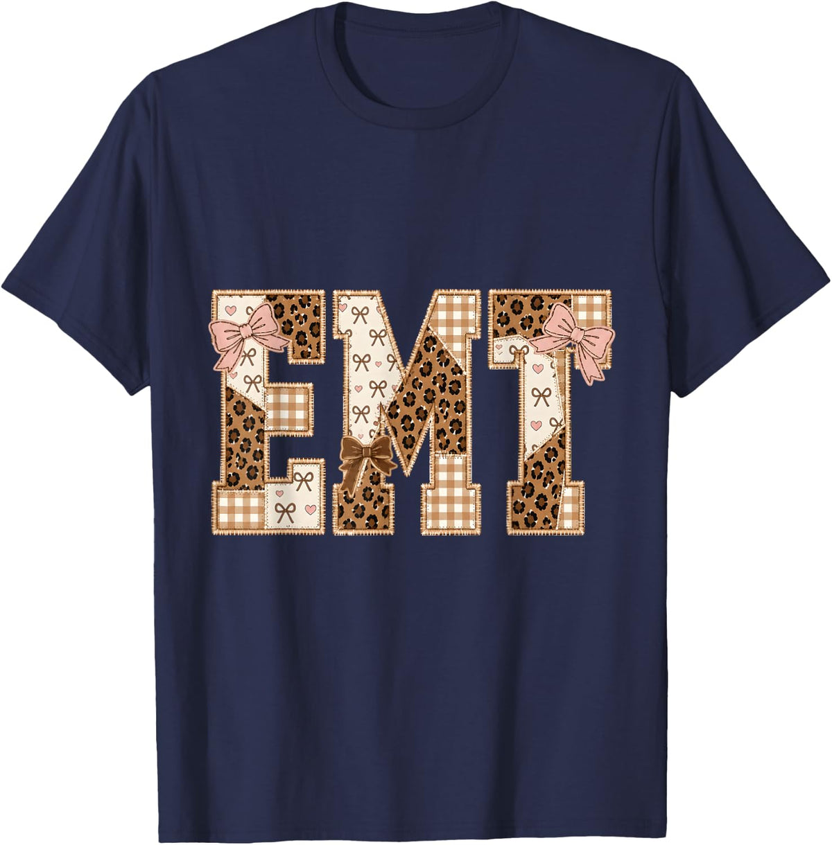EMT Emergency Medical Technician Leopard Aesthetic T-Shirt - Navy Blue