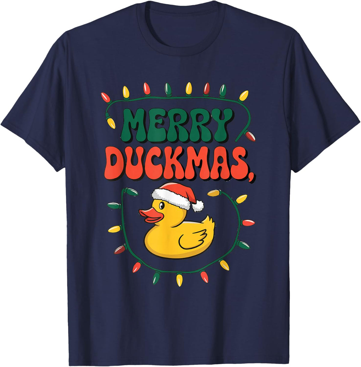 Merry Duckmas Christmas Rubber Duck T-Shirt - Navy Blue