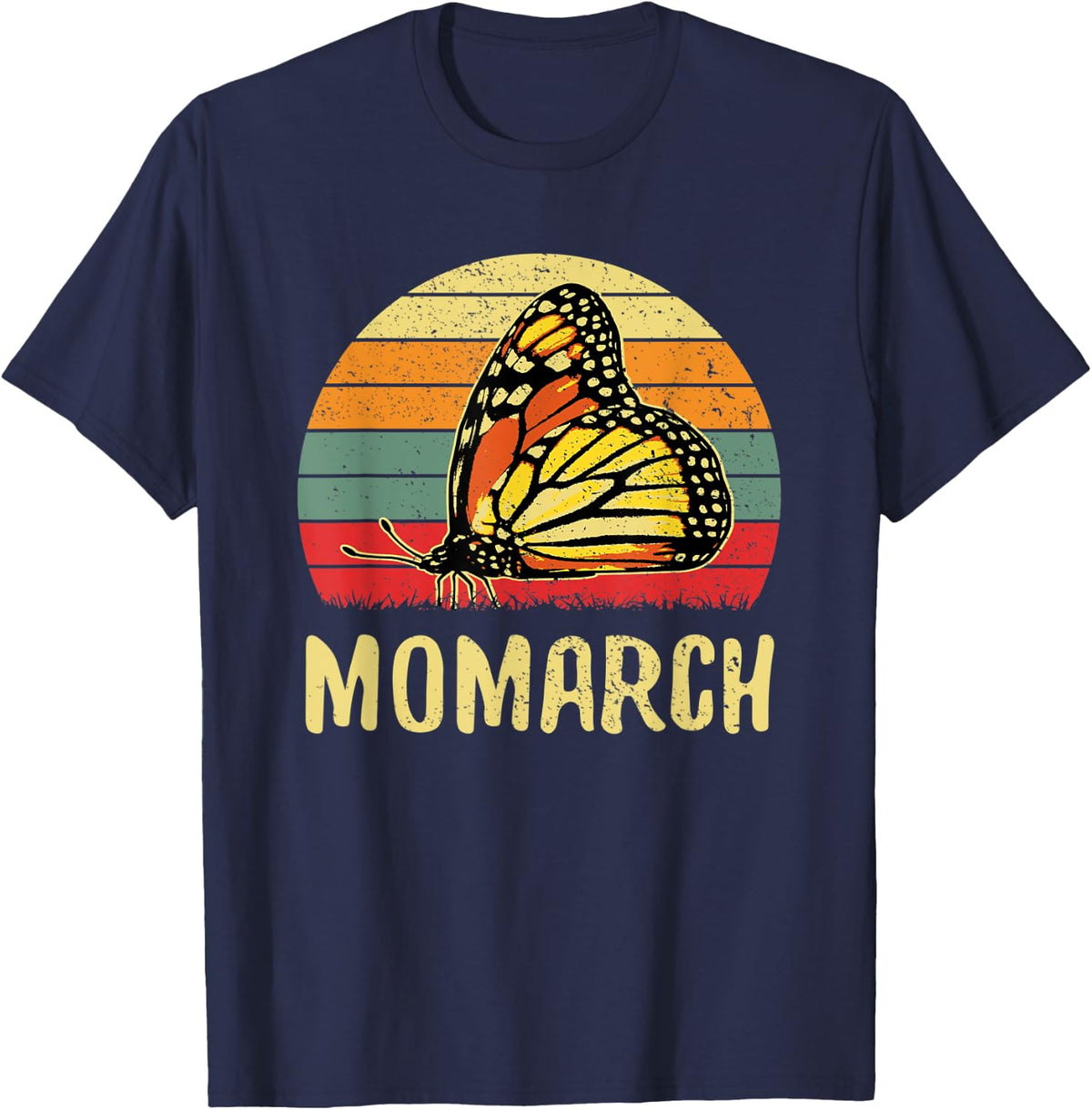 Momarch | Monarch Butterfly Lover Mama | Mother | Mom Gifts T-Shirt - Navy Blue