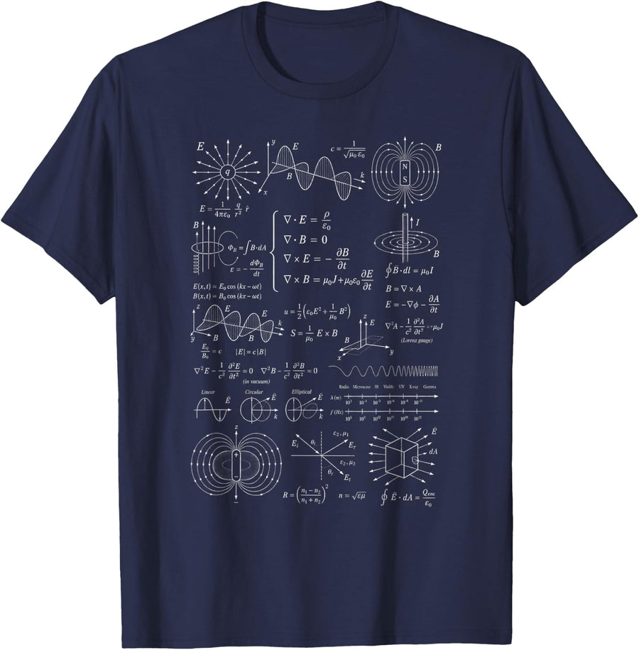 Maxwell's Equations Electromagnetism Physics Science T-Shirt - Navy Blue