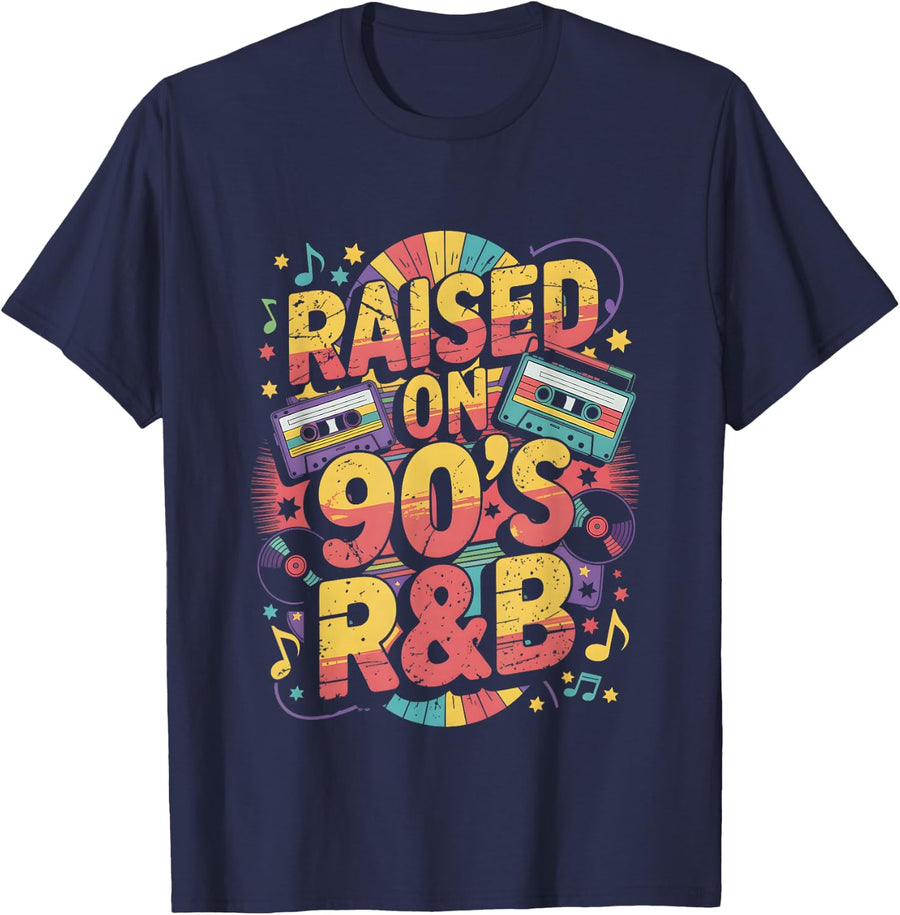 Raised On 90s R&B Vintage T-Shirt - Navy Blue