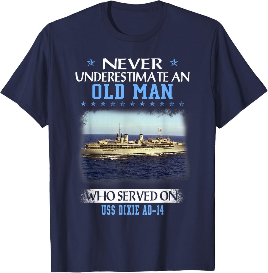USS Dixie AD-14 Veterans Day Father Day Gift T-Shirt - Navy Blue