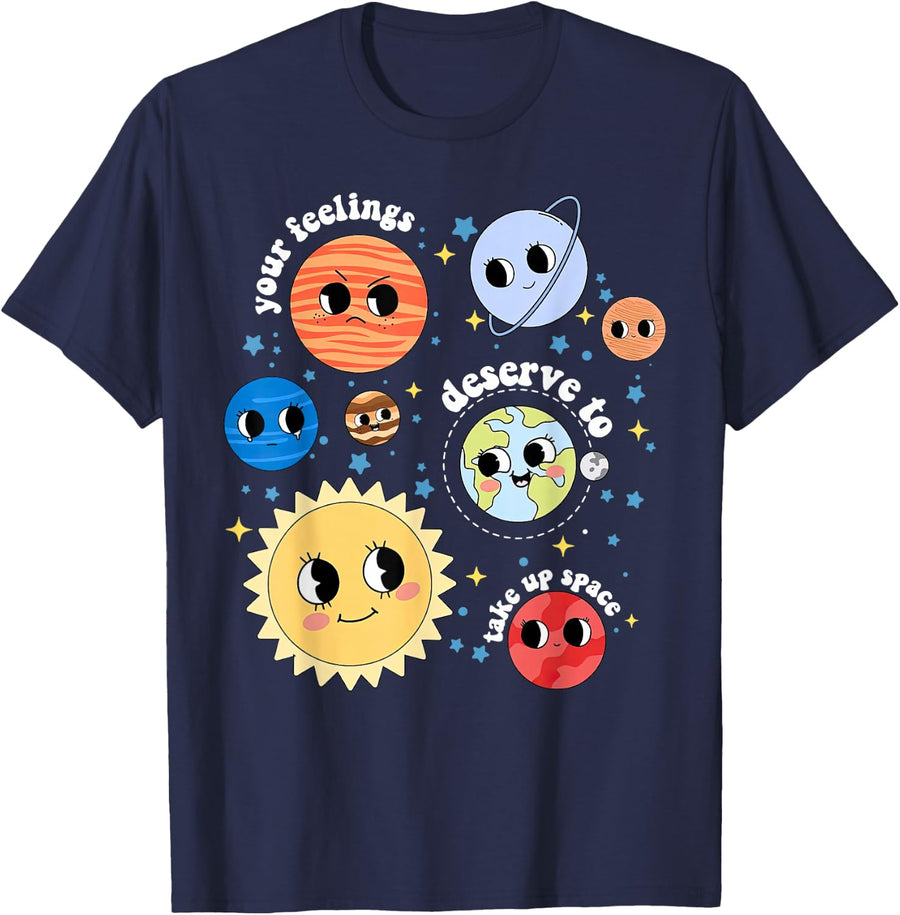 You Feelings Deserve To Take Up Space Solar System Librarian T-Shirt - Navy Blue